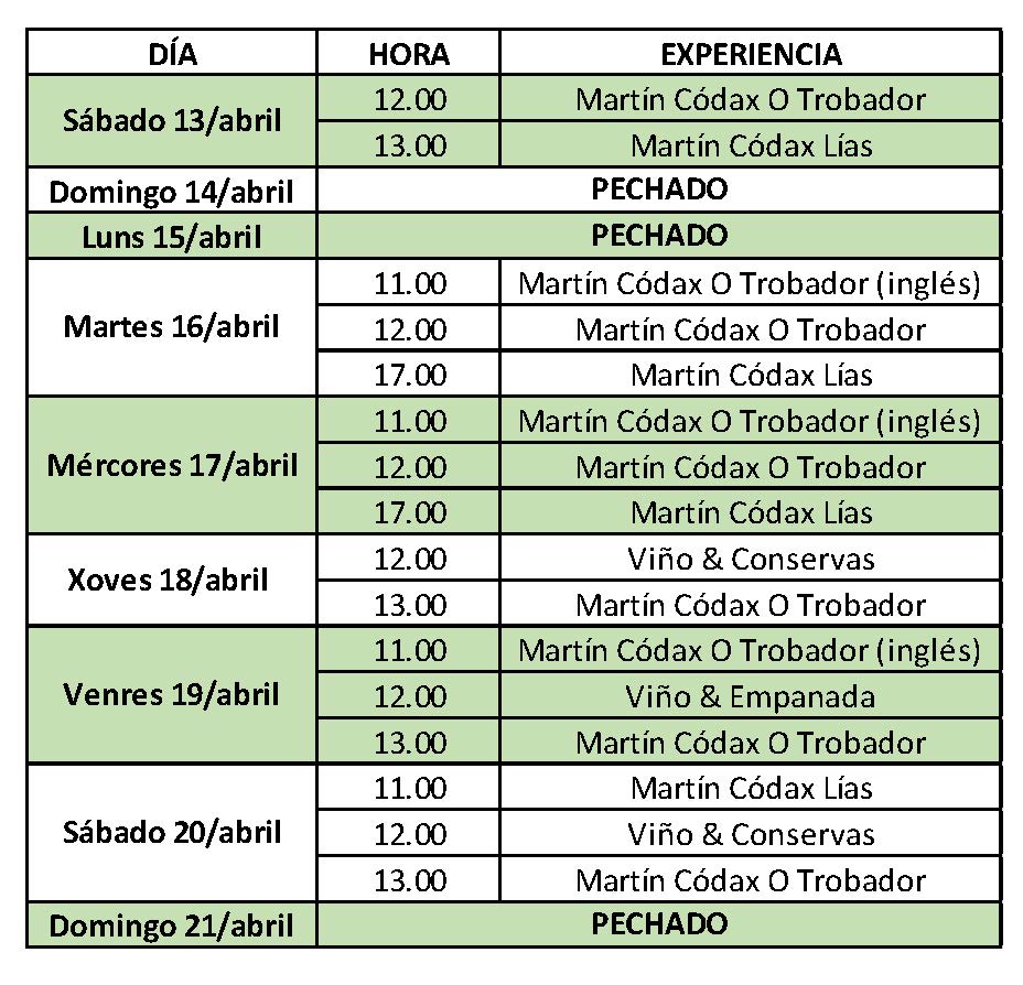 Horario galego